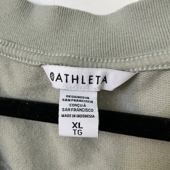 Athleta Retroterry V-Neck Sweatshirt Tee Sleeveless Fern Green Women XL Neutral - Picture 4 of 7